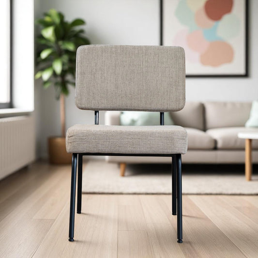 Scandinavische eetkamerstoel Espen taupe gerecyclede stof