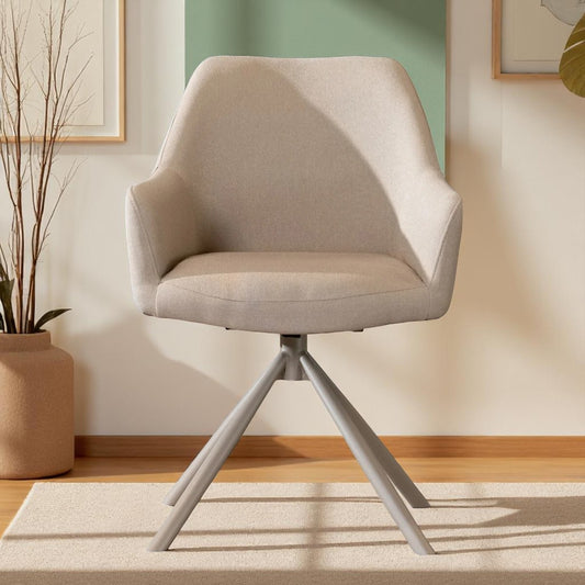 Scandinavische eetkamerstoel Ida draaibaar gerecyclede stof taupe