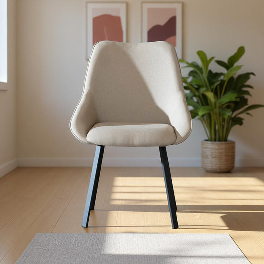 Scandinavische eetkamerstoel Lova gerecyclede stof taupe