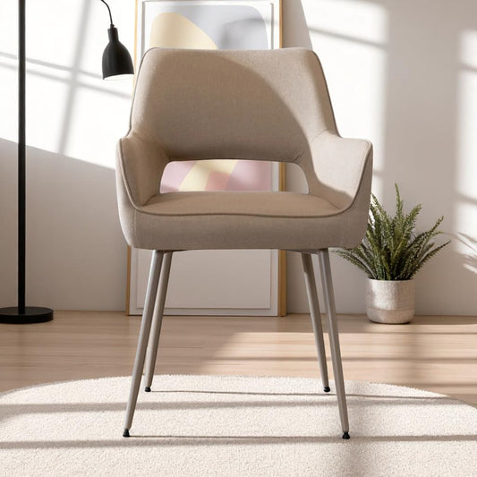 Scandinavische eetkamerstoel Olivia taupe gerecyclede stof
