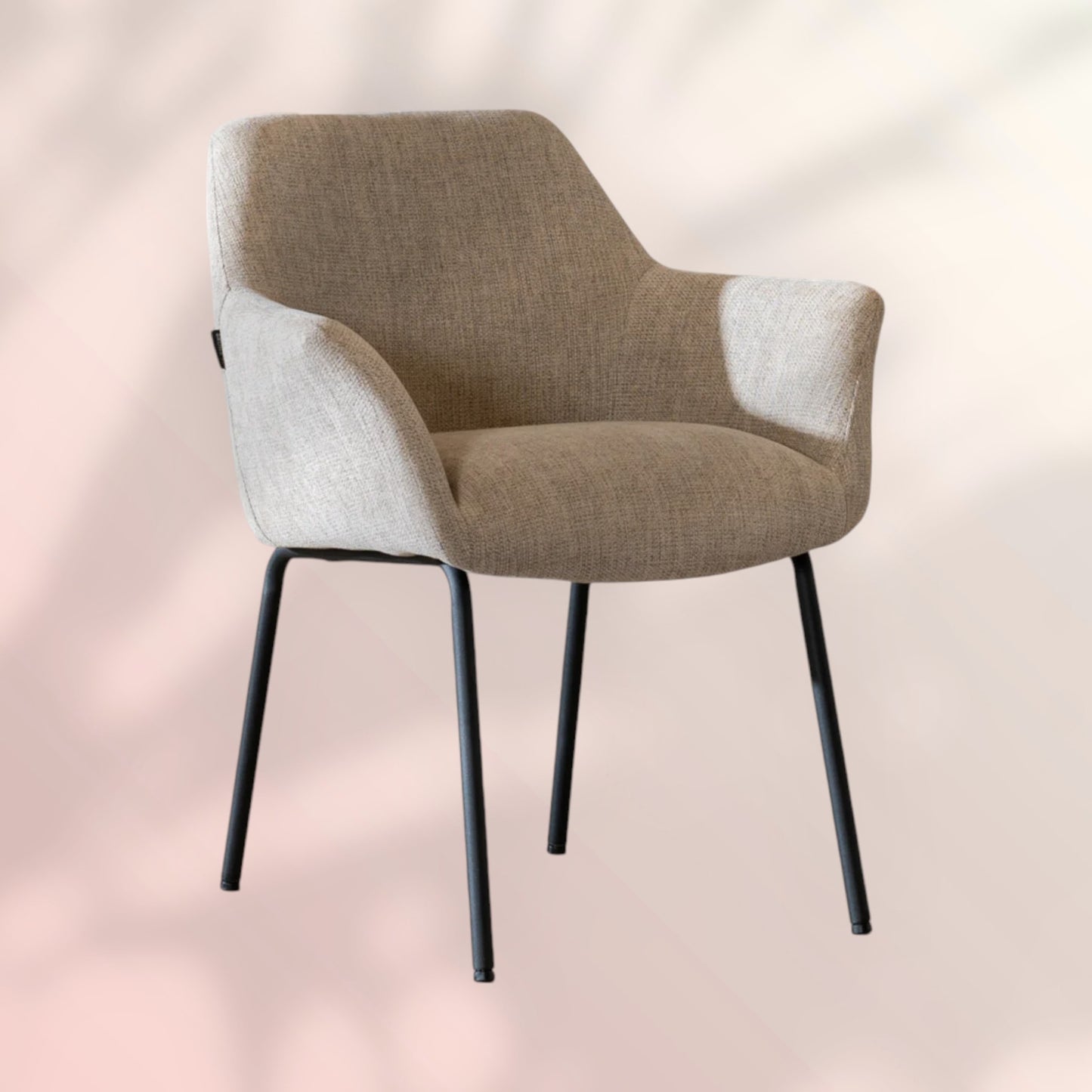 Scandinavische eetkamerstoel Sten gerecyclede stof taupe