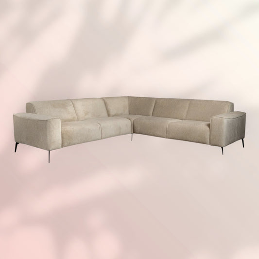 Scandinavische hoekbank Vegas taupe stof gemêleerd linksrechts