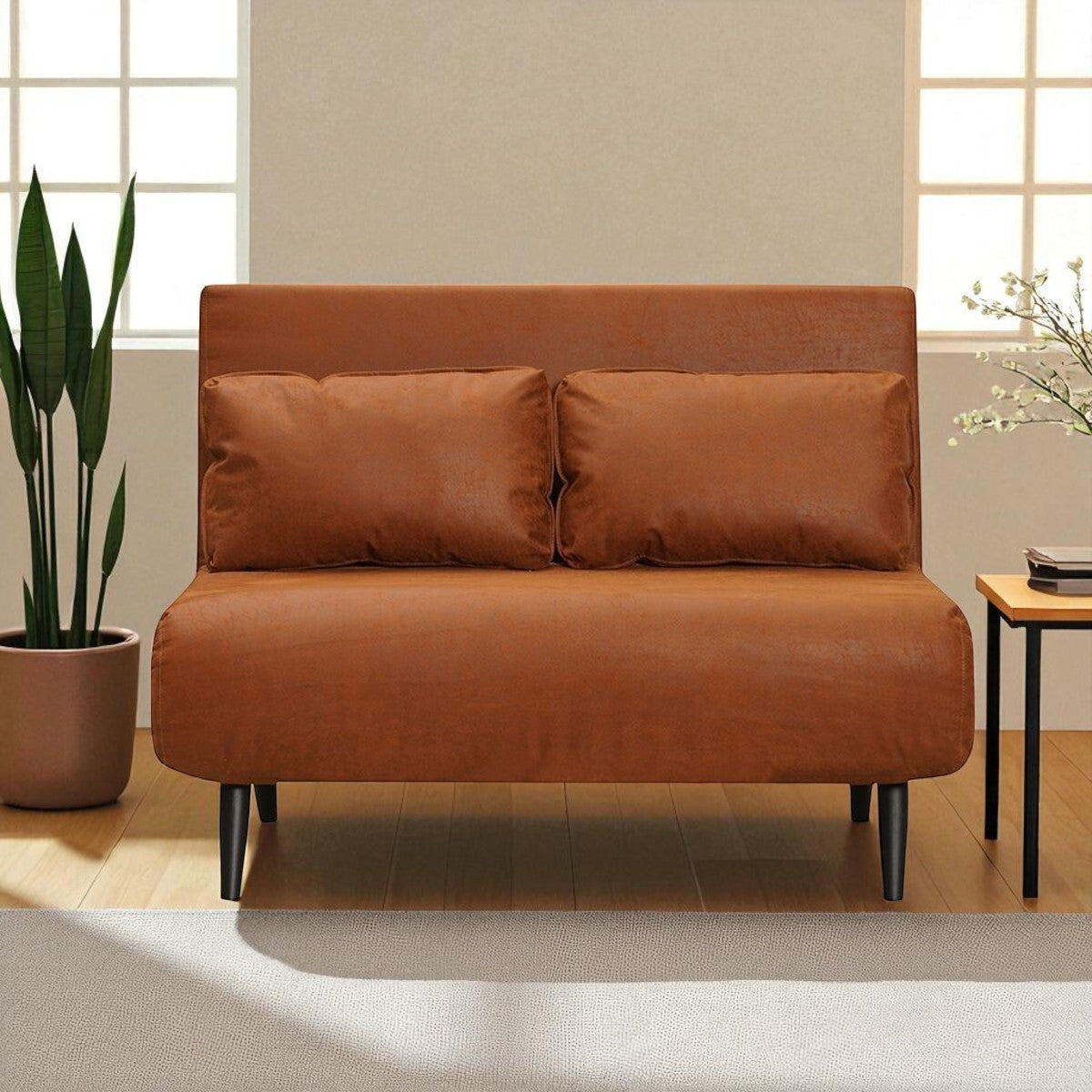 Slaapbank 1,5 persoons Kristian cognac eco-leer