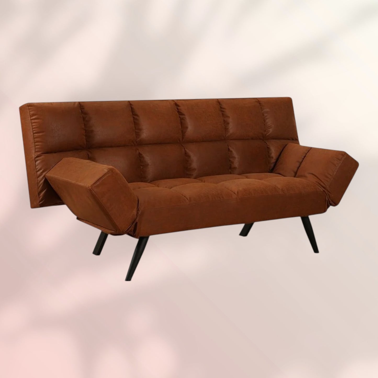 Slaapbank 1,5-persoons Timo cognac eco-leer