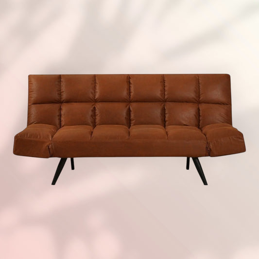 Slaapbank 1,5-persoons Timo cognac eco-leer