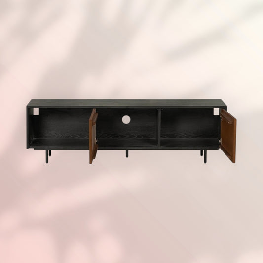 Tv-meubel Ray zwart/rustiek eiken 150 cm