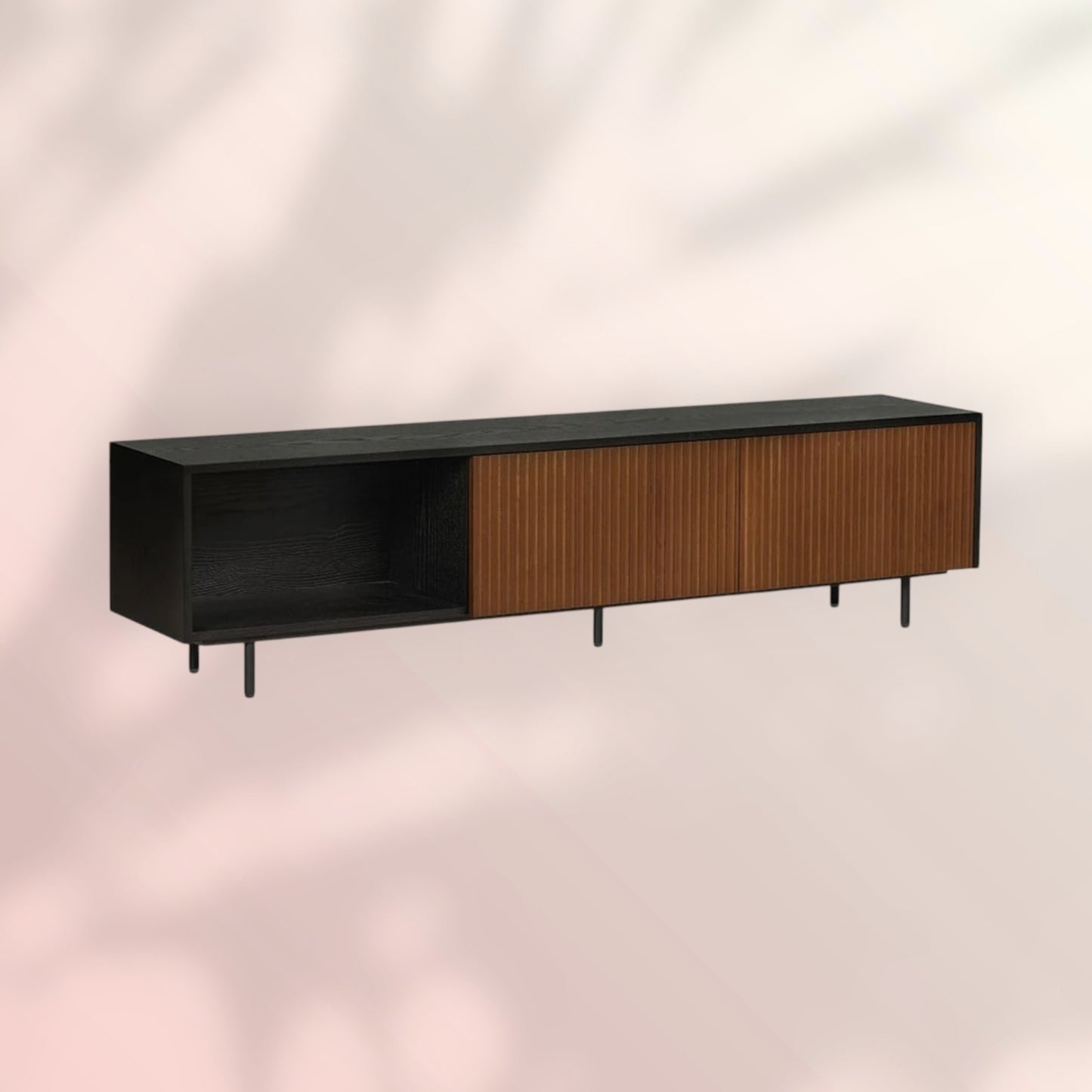 Tv-meubel Ray zwart/rustiek eiken 180 cm