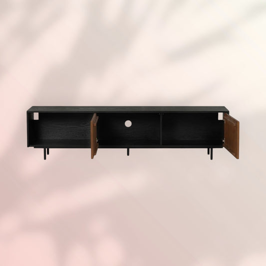 Tv-meubel Ray zwart/rustiek eiken 180 cm