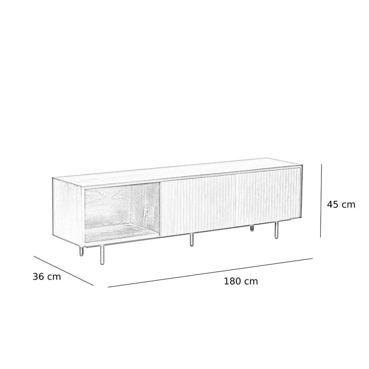 Tv-meubel Ray zwart/rustiek eiken 180 cm