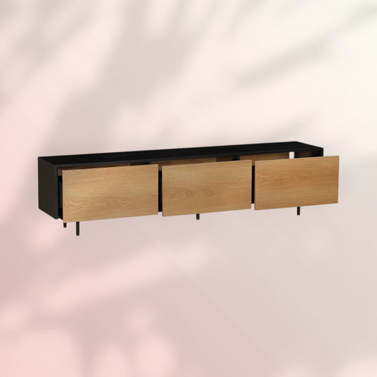 Tv-meubel Thomas zwart/blank eiken 180 cm