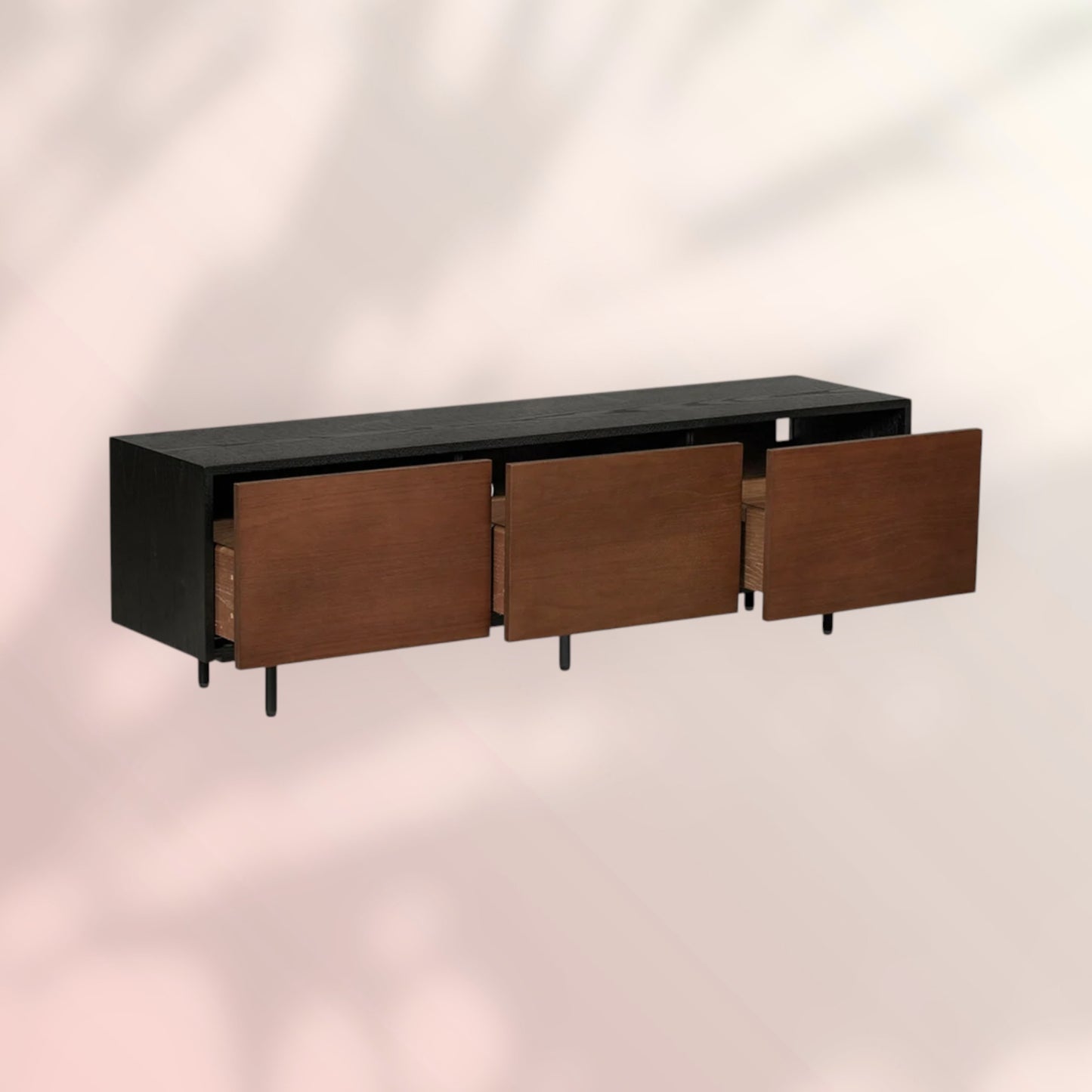 Tv-meubel Thomas zwart/rustiek eiken 150 cm
