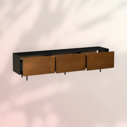 Tv-meubel Thomas zwart/rustiek eiken 180 cm