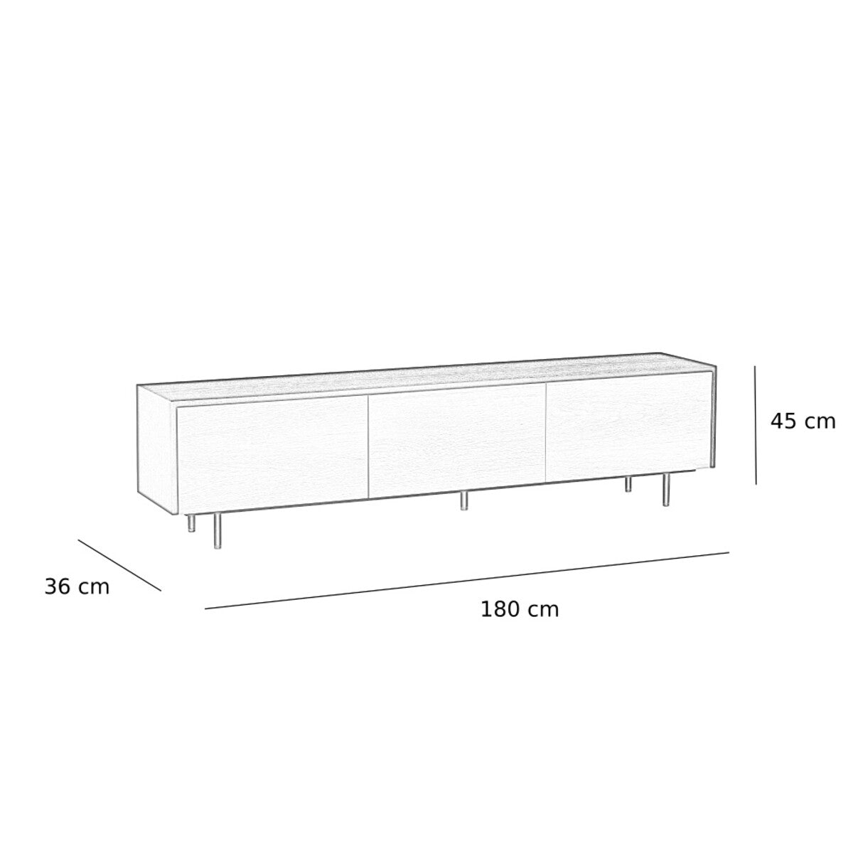 Tv-meubel Thomas zwart/rustiek eiken 180 cm