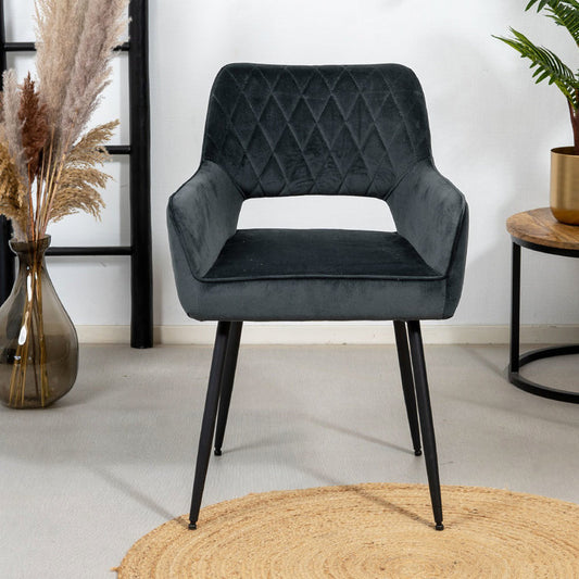 Velvet eetkamerstoel Mika antraciet