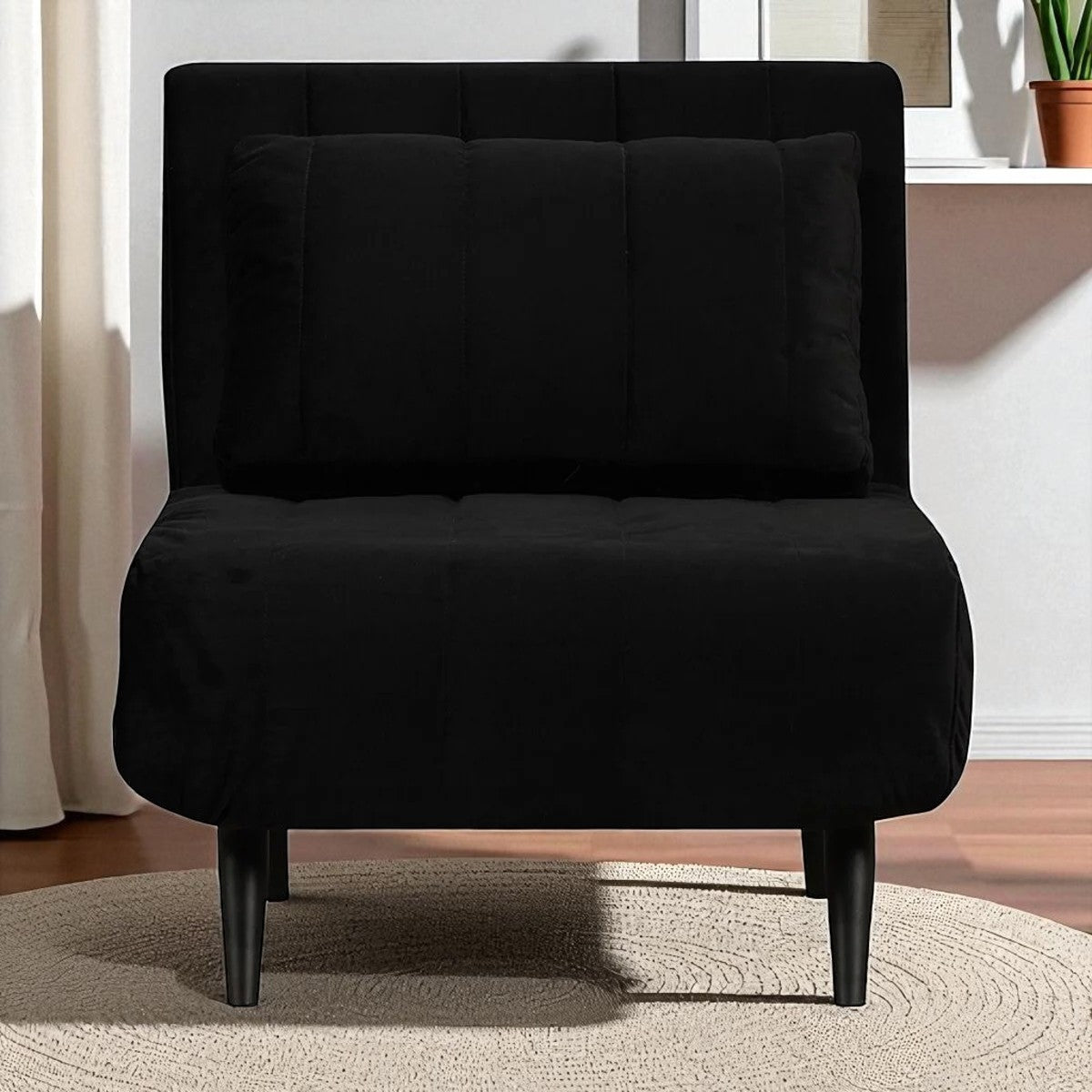 Velvet slaapfauteuil Hanna zwart