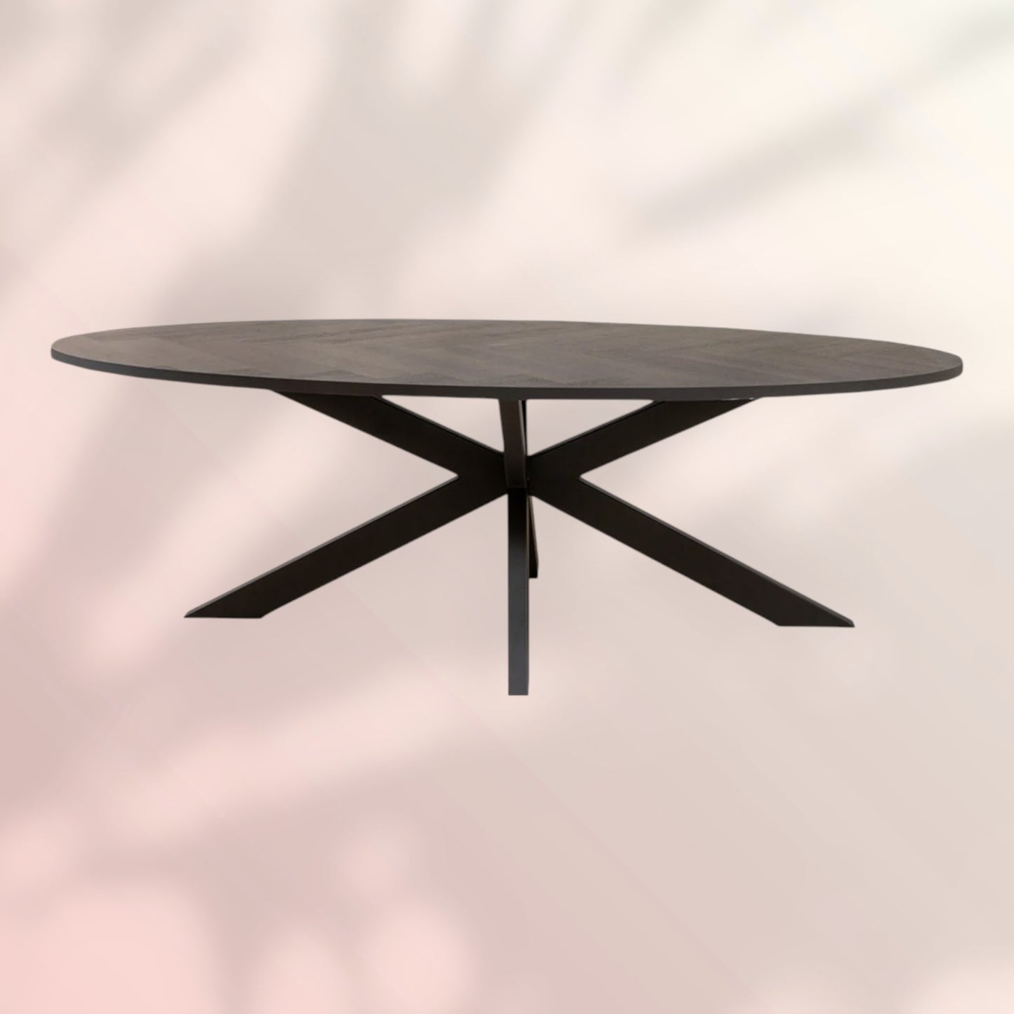 Visgraat eettafel zwart ovaal Joren PVC 240 x 110 cm