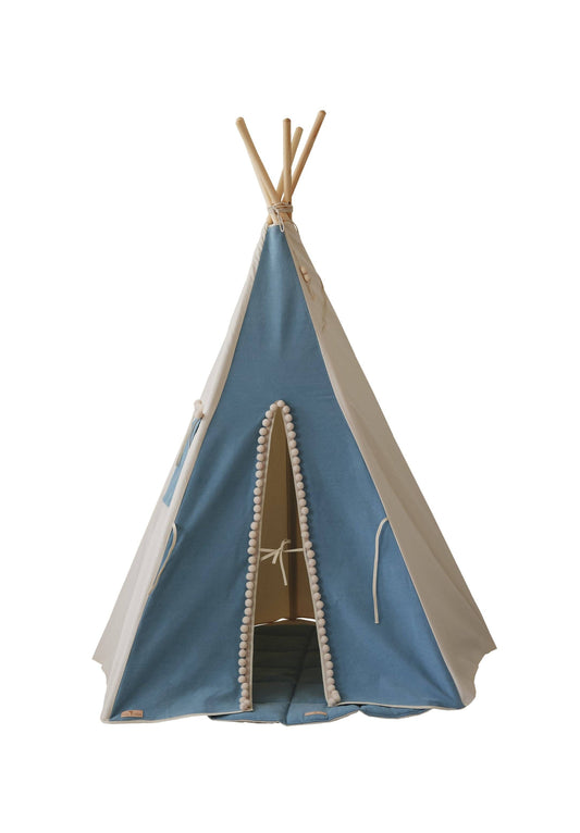 Jeans tipi-tent met pompons