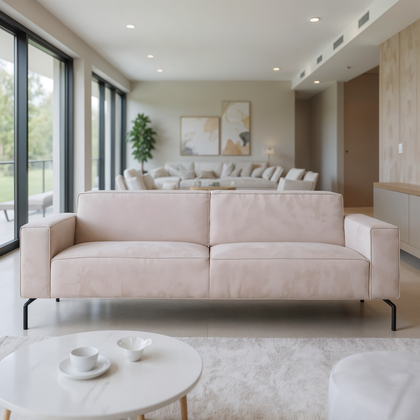 3-zitsbank Kansas stof gemêleerd roze