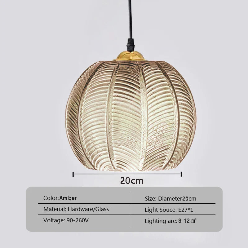Hanglamp glas met blad | Sofia