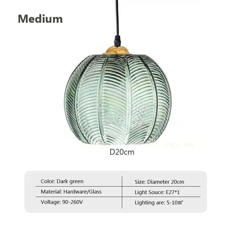 Hanglamp glas met blad | Sofia