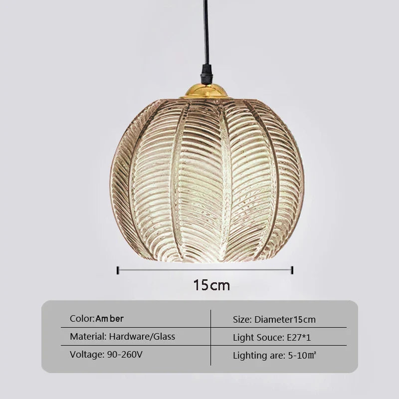 Hanglamp glas met blad | Sofia
