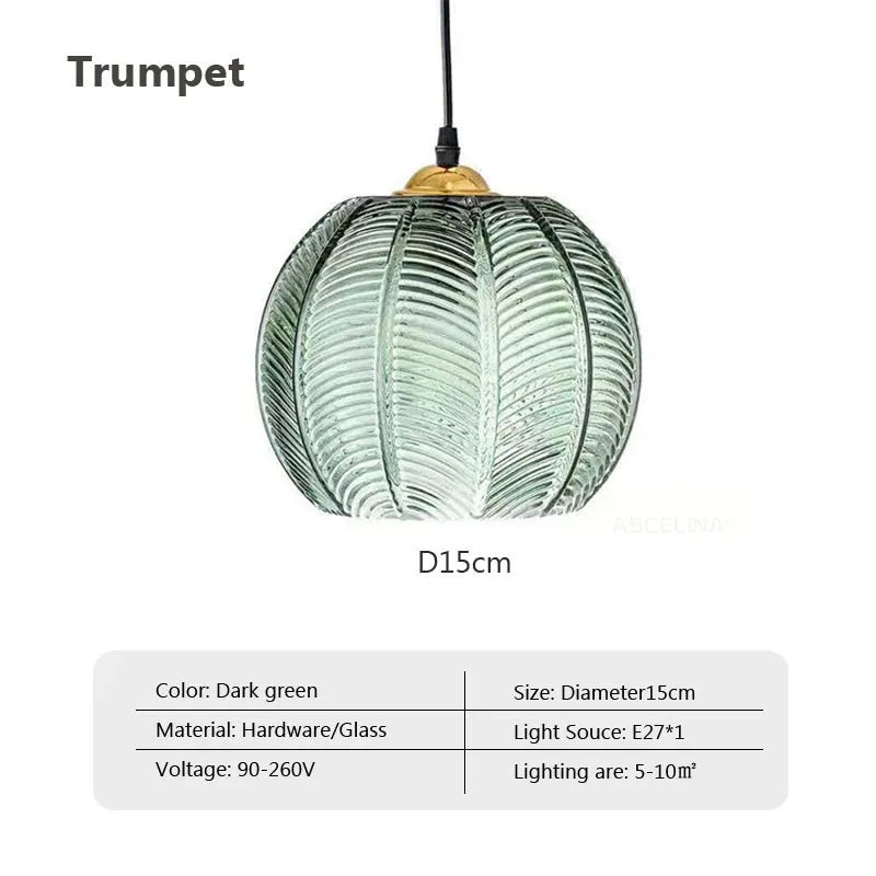 Hanglamp glas met blad | Sofia