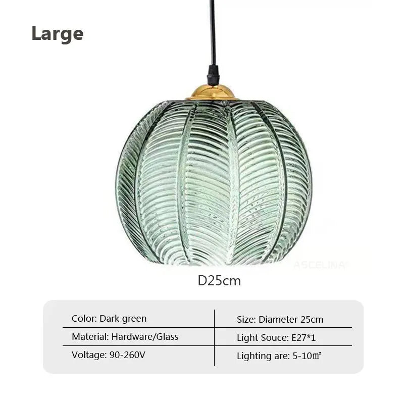 Hanglamp glas met blad | Sofia