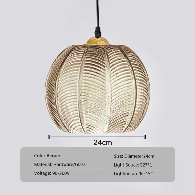 Hanglamp glas met blad | Sofia
