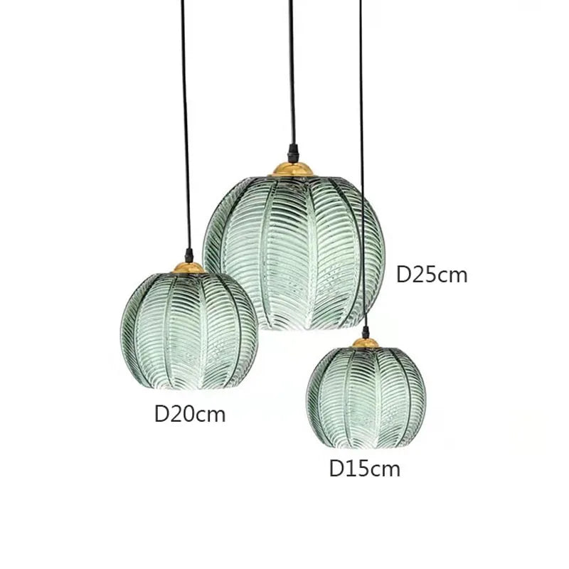 Hanglamp glas met blad | Sofia
