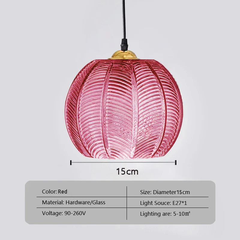 Hanglamp glas met blad | Sofia