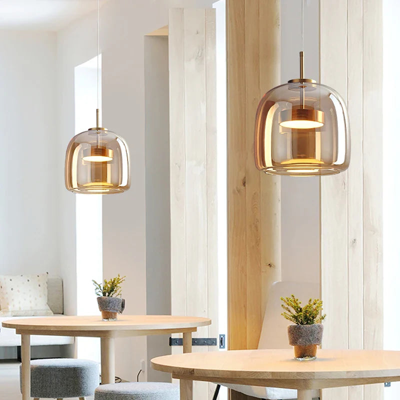 Design hanglamp van glas in zwart of goud | Vitrum
