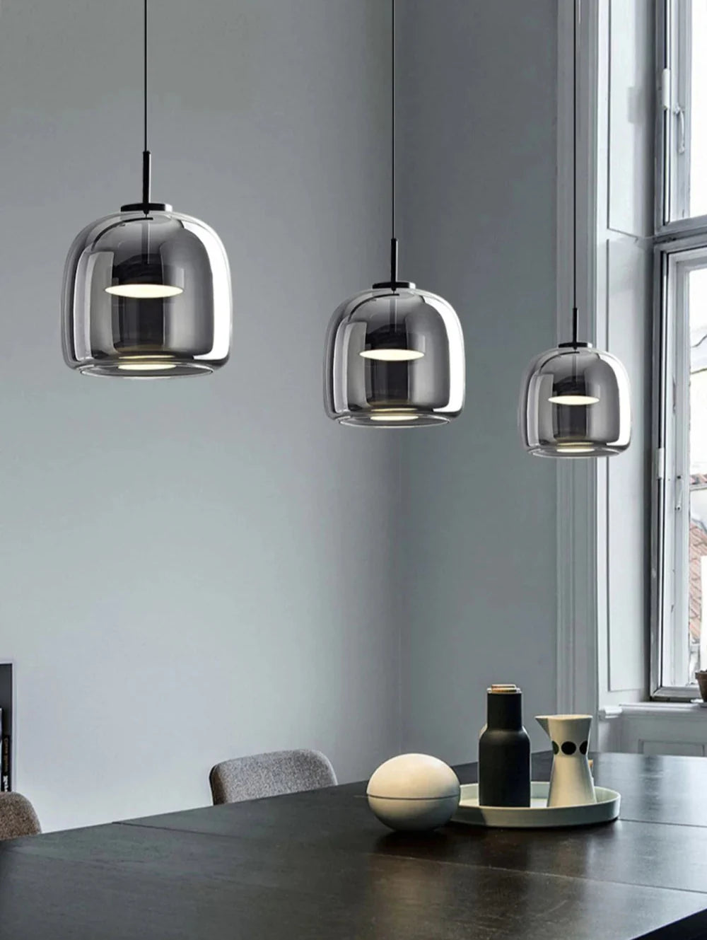 Design hanglamp van glas in zwart of goud | Vitrum