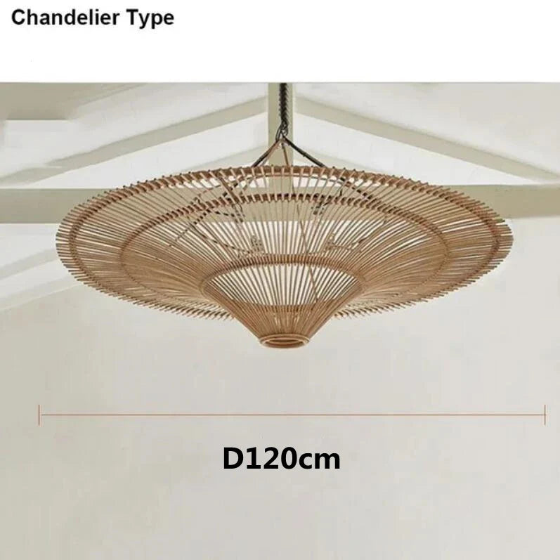 Hanglamp van rattan in ufo vorm | Rattan