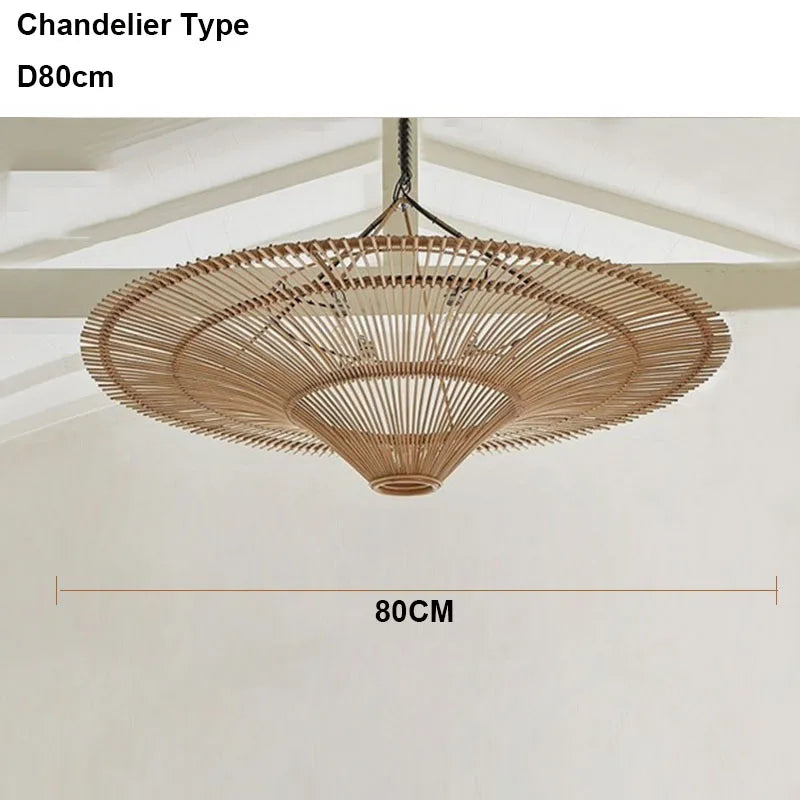 Hanglamp van rattan in ufo vorm | Rattan