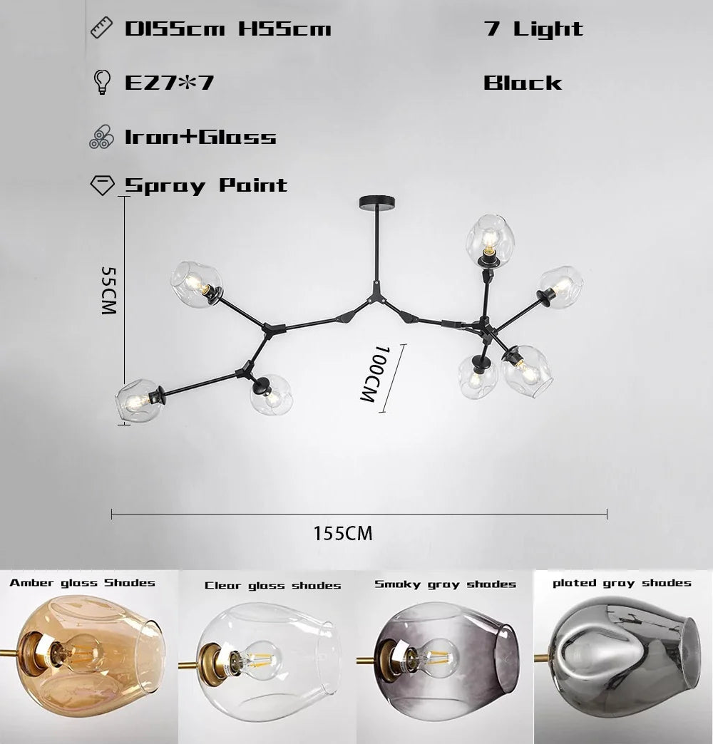 Hanglamp woonkamer beweegbare armen | Convexum