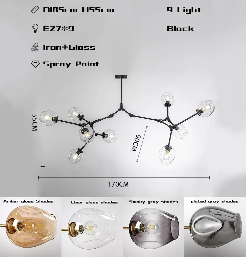 Hanglamp woonkamer beweegbare armen | Convexum