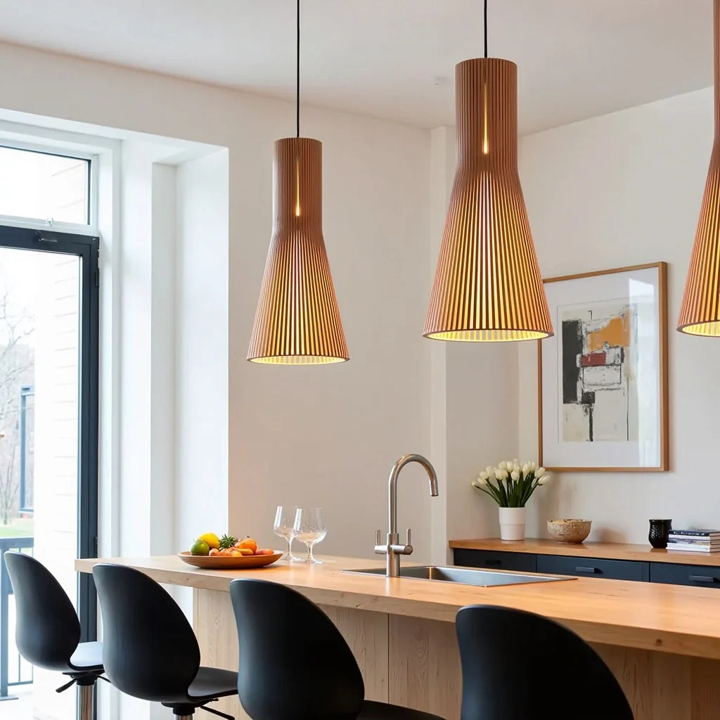 Houten hanglamp Ø35cm Ø45cm langwerpig | Lignum