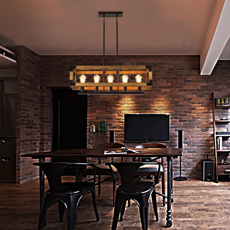 Industriële hanglamp met hout | Luminara