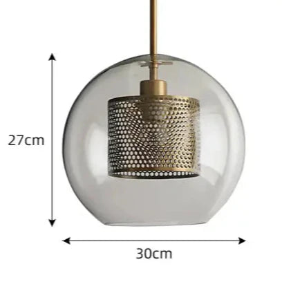 Industriële hanglamp glas, brons en zilver | Spatium