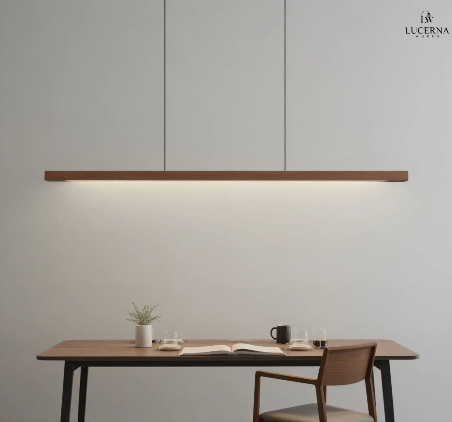 Houten hanglamp eettafel, langwerpig | Federica
