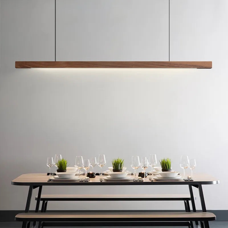 Houten hanglamp eettafel, langwerpig | Federica