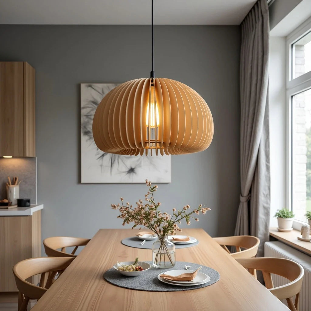 Houten hanglamp pompoenvorm | Lignum
