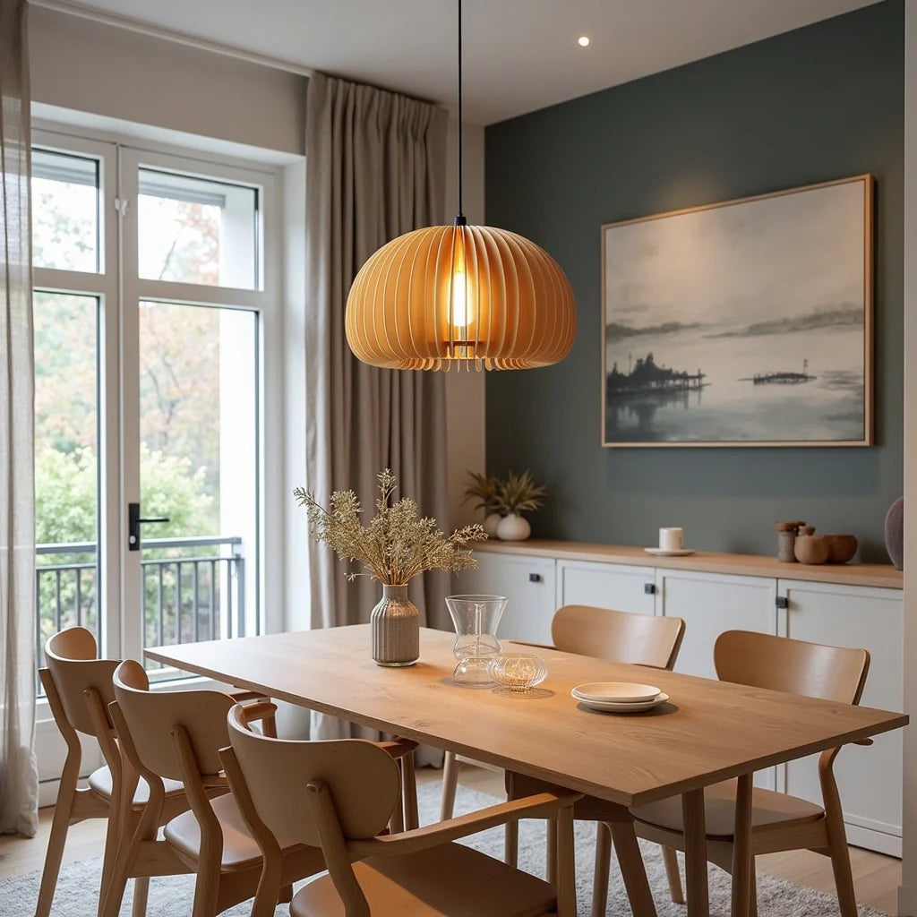 Houten hanglamp pompoenvorm | Lignum