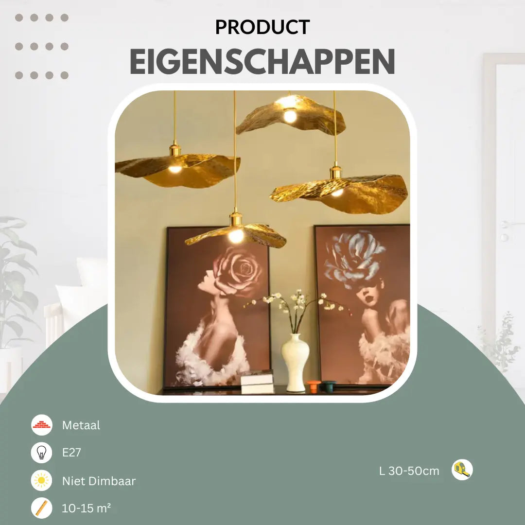 Hanglamp goud, lotusblad | Japandi