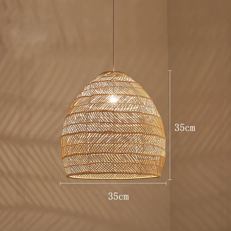 Rieten hanglamp zwart of beige | Laura