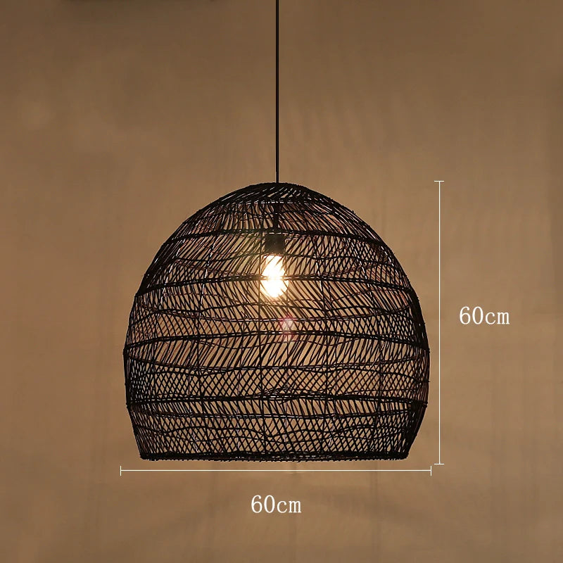 Rieten hanglamp zwart of beige | Laura