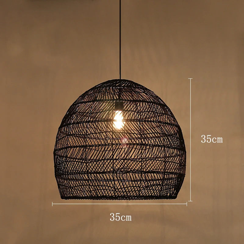 Rieten hanglamp zwart of beige | Laura