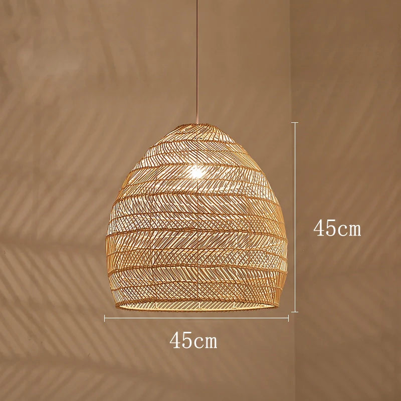 Rieten hanglamp zwart of beige | Laura