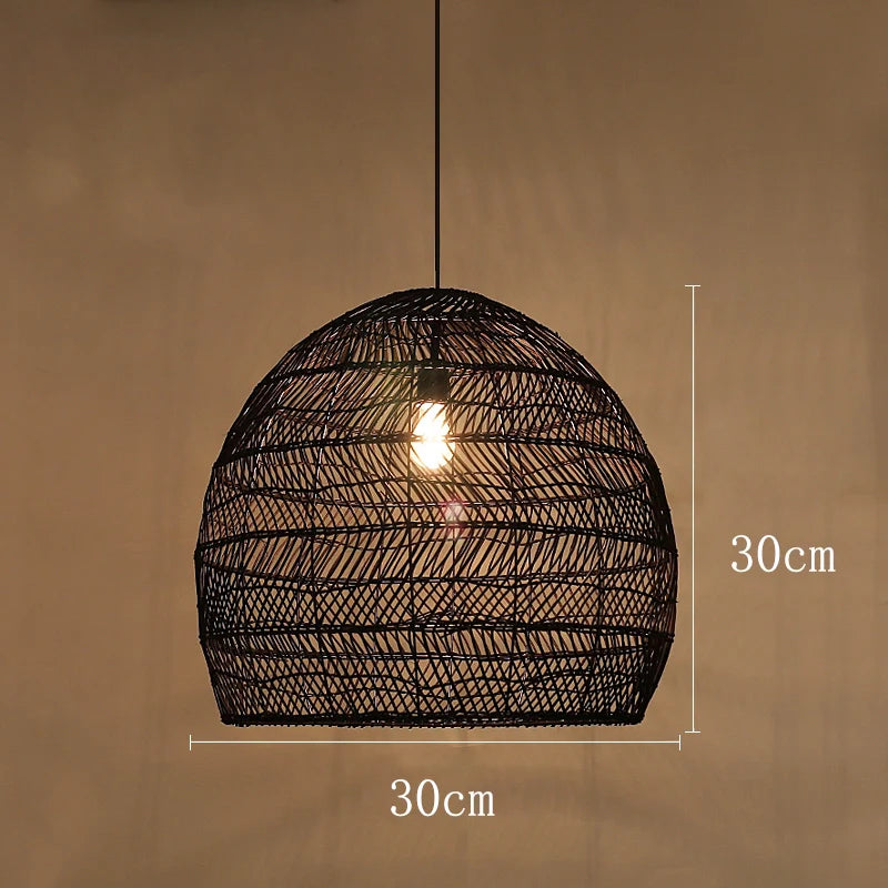 Rieten hanglamp zwart of beige | Laura