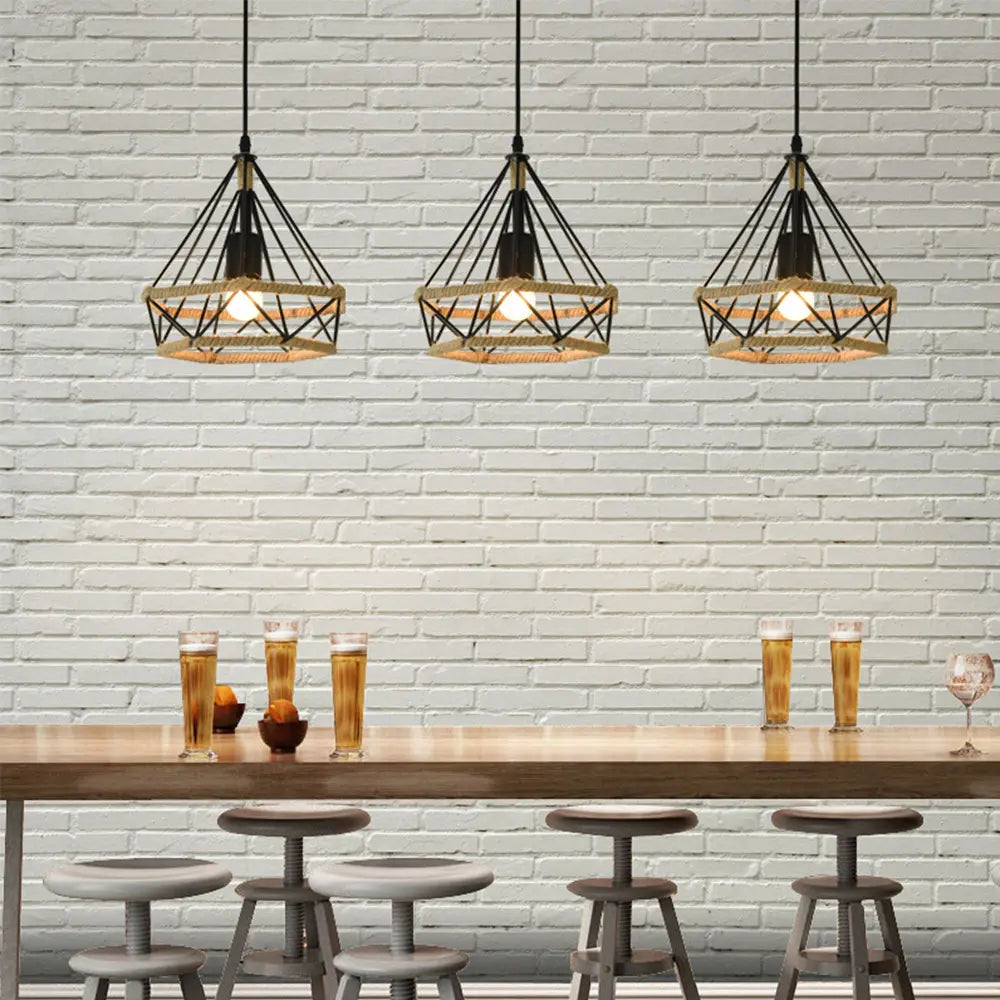Hanglamp met kooi van touw